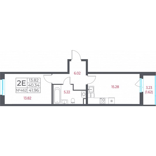 1-комнатная 41,96 м²