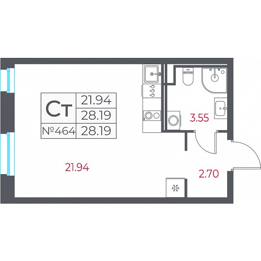 Студия 28,19 м²