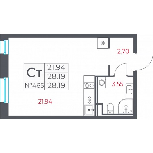 Студия 28,19 м²