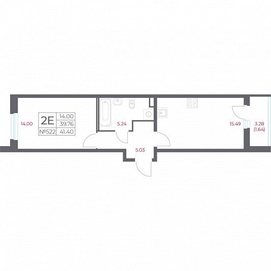 1-комнатная 41,40 м²
